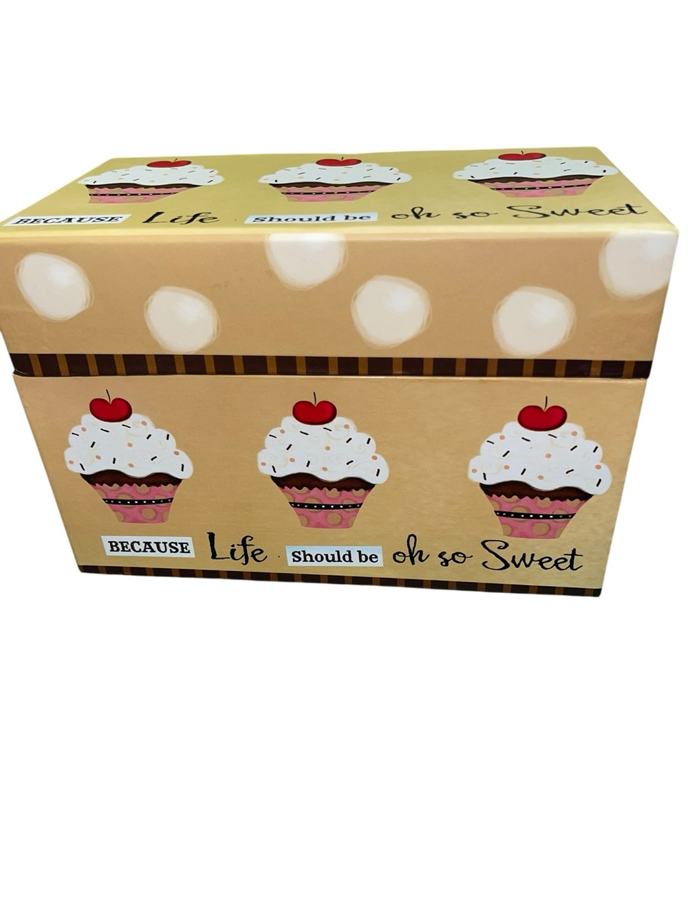 Pink Cupcake Recipe Card Organizer - Decorative Recipe Box - Picture 3 of 5